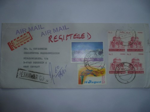 Pakistan registered air mail - registered,